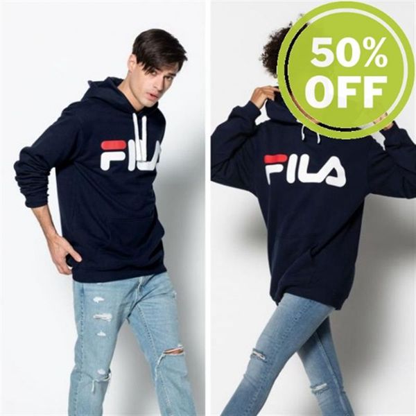 Fila Classic Logo Hood Dark Women's Sweatshirts - Blue,NZ 678-1569